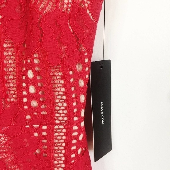 Lulu's NWT Red Lace Bodycon Mini Dress Date S - Picture 8 of 9